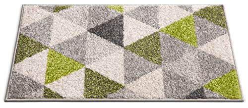 HOMEWAY Pattern Rugs - Triangle Modern Area Rug Green 20'' x 31'' Doormat Bath Mat Carpet