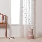 Atmosphera - Cortina Infantil 'Pompons' - Blanca y Rosa 140 x 240 cm