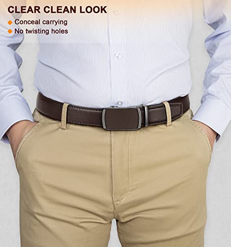 Image of Men's Belt,Bulliant Leather Adjustable Belt for Men Dress Casual 1 3 /8,Trim to Fit