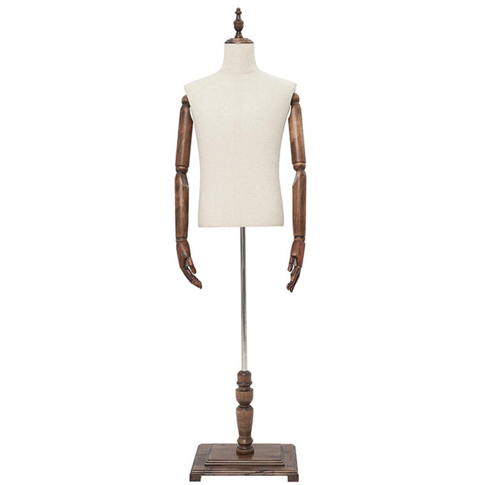 DFEDHF Male Mannequin Busts Torso Body Manikin Clothingh Wood Stand Adjustable Height Display Model Dummy Detachable,(Style 2 A)