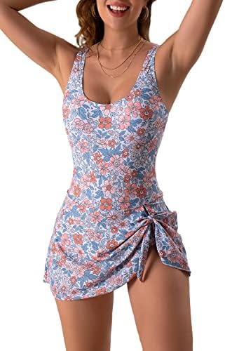 Eomenie Women's One Piece Swimdress Tummy Control Swimsuits