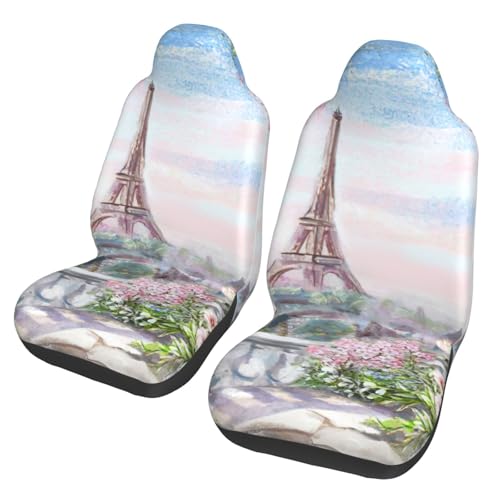Housse de siège de voiture Tour Eiffel (lot de 2) antidérapante universelle pour SUV et camion