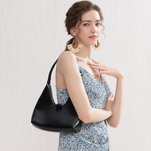 Image of JOLLQUE Shoulder Bag for Women, Small Leather Handbag Purse,Unique Trendy Zipper Hobo Bag