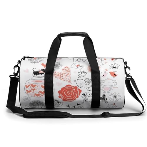 Sac de voyage fleurs chat oiseau duffel bag compact contre le désordre en camping et gym
