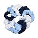 9 Pack Scrunchies Hair Ties - 3 White, 3 Navy, 3 Light Blue