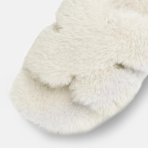 ISZPLUSH Women's Fluffy Open Toe Slide Slippers - Soft Fuzzy House Slippers for Women, Non-Slip Comfort Indoor Bedroom Shoes, Cute Bridesmaid Gift, Cozy Spa Slippers3