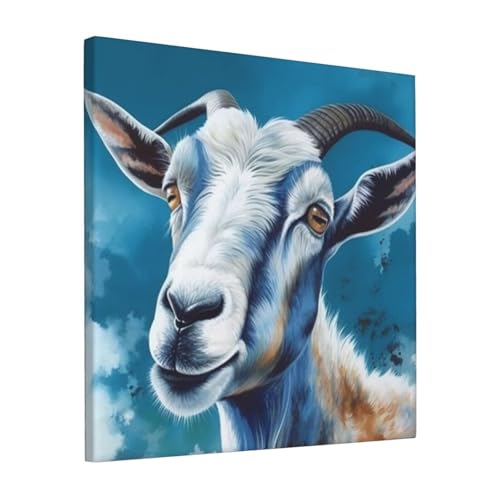 Toile chèvre bleue moderne pour sublimer la décoration murale de votre bureau