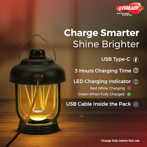 Image of Eveready Retrobrite HL85, Rechargeable Emergency 5W LED Lantern, 4 Lighting Modes, Lightweight & Travel-Friendly, Type-C Charging, Waterproof, 6 Months Warranty, Overcharge & Deep Discharge Protection