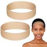 2 Pieces Adjustable Silicone Wig Headband Fix Non Slip Wig Bands Seamless Wig Grip Band Strong Holder for Men Women Sports Yoga (Light Brown)