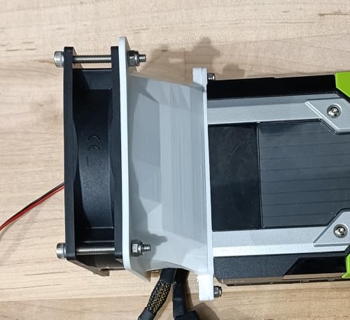 Fan Shroud Kit for Tesla K80, M40, P40, P100, V100 Video Cards – 3D Printed Fan Mount Adapter with Stainless Steel Hardware (White, 120mm)