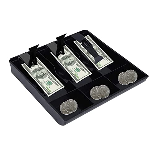 Geldtablett, Registrierkasse, Schubladeneinsatz, tragbar, Geldkasse, Ersatz, Geldorganisator, Aufbewahrungsbox mit 4 Geldscheinfächern und 3 Münzfächern (3 Geldscheine, 3 Münzen, Kunststoffklammer) Cover