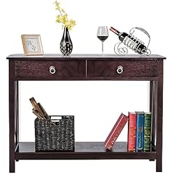 Estanteria Con Cajones Estrecha LIFEZEAL Mesa Consola Vintage, Mesa de Pasillo con Almacenamiento, Mesa de Entrada con cajones y estantes Abiertos, Mesa Auxiliar Estrecha para Pasillo, Sala de Estar, 106 x 35 x 78 cm