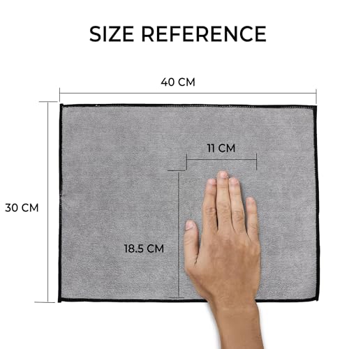 Image of Cutting EDGE 300 GSM Car Microfiber Cloth, 40x30 cm, Grey (Set of 2) | Material: Microfiber, 300 GSM, Ideal for Car, Bike, Glass & Dashboard Cleaning, Soft, Lint-Free & Scratch-Free