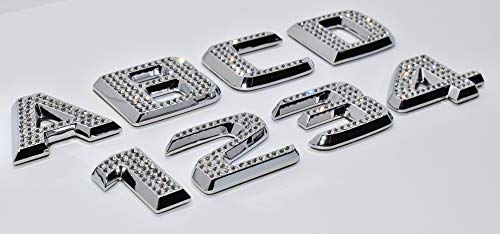 Personalized Set of Chrome Auto Letters and Numbers - Crystal Style - Image 6