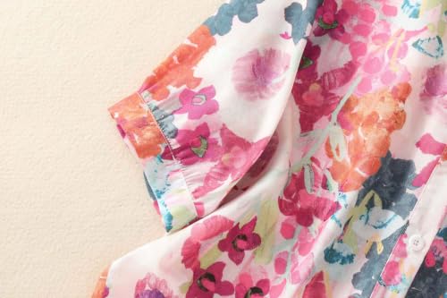 Image of Gufrina Women Mustard Multicolor Floral Print Button-Down Shirt with Elbow Sleeves and Collar Neck in Breathable Fabric Ideal for Casual wear and Relaxed Styling