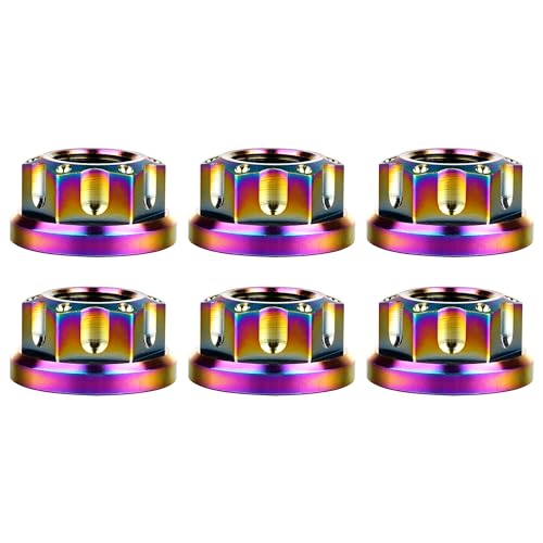 Image of Titanium M6 M8 M10 M12 M14 M16 Flange Bolt Nut Bicycle Motorcycle Rear Axle Car Modification Accessories Pack of 6 (M16 Pitch 1.5mm, Rainbow)