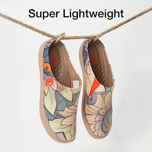 Image of UIN Slipper Woman Travel Art Painted Shoes Wide Toe Casual Home Slip On Mules Malaga