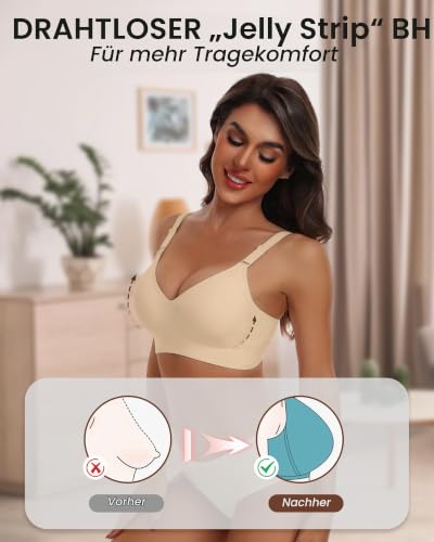 HORISUN Damen-Push-up-BH mit V-Ausschnitt, ohne Bügel und mit sanftem Halt – Ansicht 4