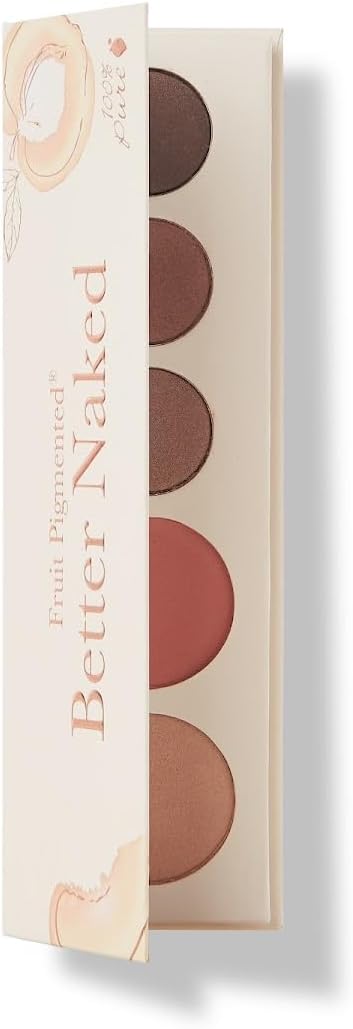 100% PURE Better Naked Makeup Palette All in One Compact 3 Eyeshadow, Blush, Face Highlighter, Fruit Pigmented Natural Nude Neutral Look for All Skin Types - Vegan (Soft Rose, Taupe, Beige Tones)