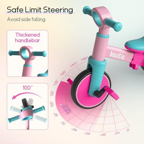image for Bautia Kids Tricycle with Push Handle for Toddlers 1-4 Years Old Boys 