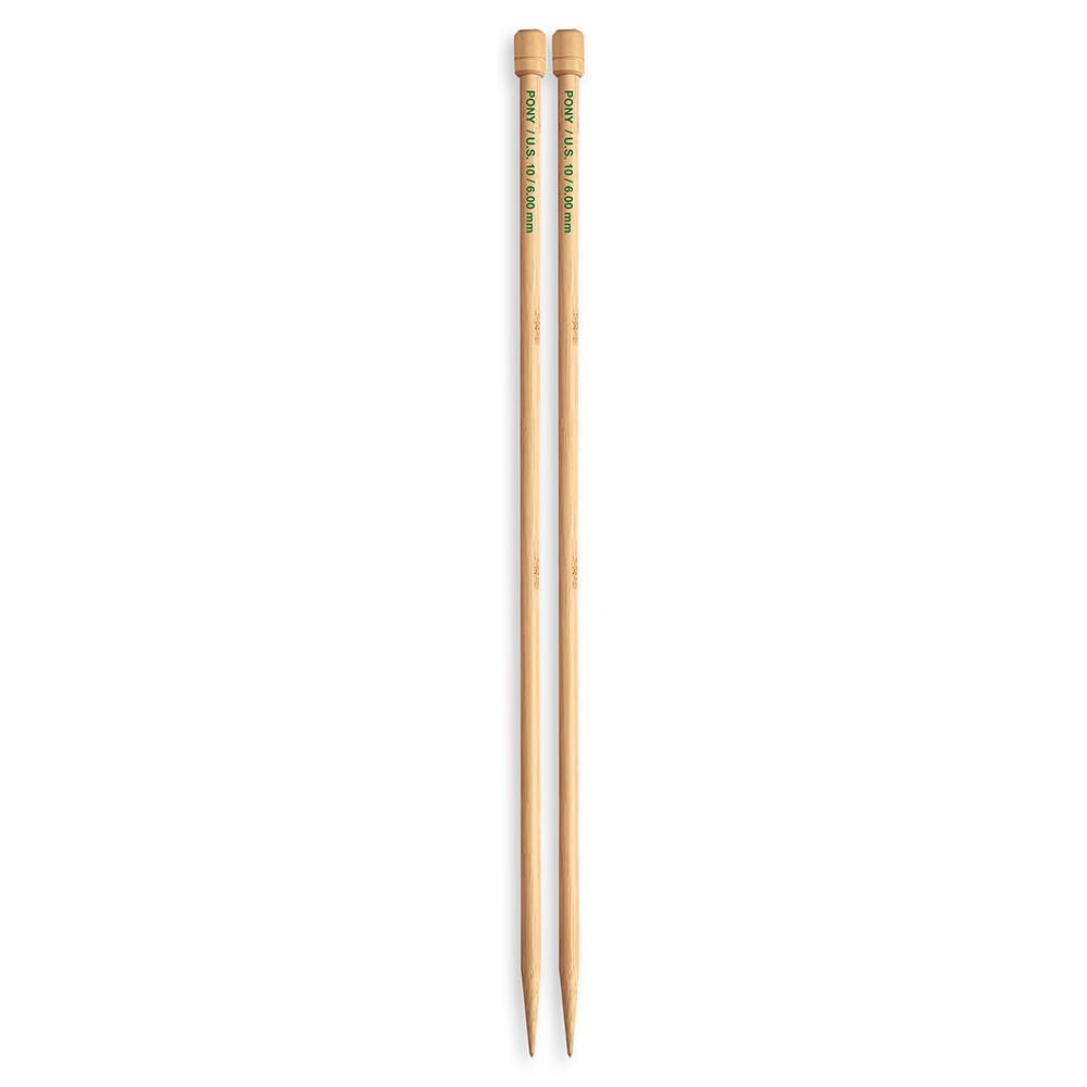 Pony Single Ended Bamboo Knitting Pins, Multi-Colour, 6mm