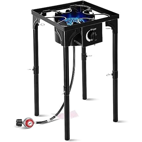 BIEAMA Outdoor Propane Camping Stove, Portable Gas Stove, Single Burner 130000 BTU, 28 Inch Tall, Detachable Legs Cover