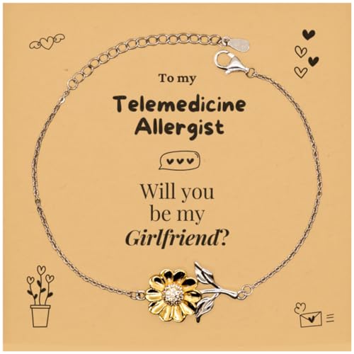 Telemedicine Allergist Gift, Couple, Lover proposal card for her, I Love You for Valentine, Wedding, Marriage, Anniversaries, cute sunflower Bracelet | Be my Girlfriend