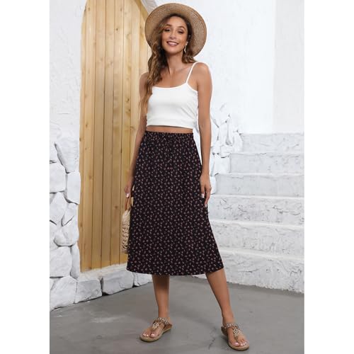 Image of Witsmile Flowy Skirt Elastic High Waist A-Line Skirt with Pockets Bohemia Cover-up for Women 2026 Trendy(S-2XL)