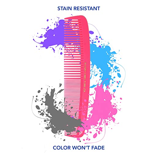 Allegro Combs 1000 X-Large Styling Comb Hair Cutting Barber Stylist Combs All Purpose Wide And Fine Tooth Made In The Usa. 1 Pc. (Neon Pink) #TOP6