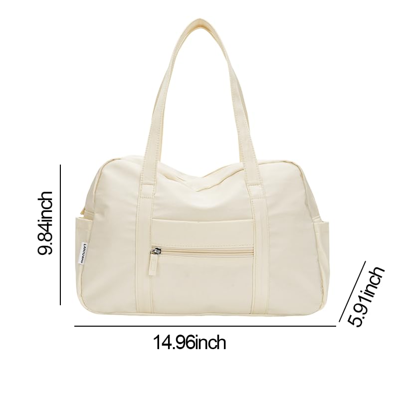 Bolsa de gimnasio para mujer, bolsa de viaje para fin de semana, bolsa grande y ligera para la noche, para fitness, trabajo, yoga, hospital y viajes, color amarillo pálido - 3