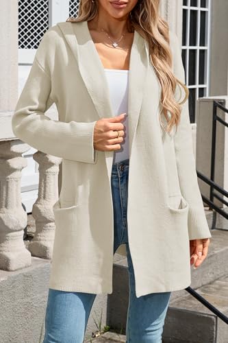 Image of Cakulo Womens Long Hooded Cardigan Sweaters Oversized Fall Cardigans 2025 Open Front Knit Sweater Coats Pockets