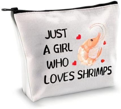 G2TUP Shrimp Lover Gift Who Loves Shrimps Makeup Bag Seafood Shellfish Cosmetic Bag Seafood Lover Gift Zipper Travel Bag (Who Loves Shrimps White Bag) - Image 8
