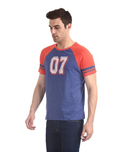 Image of Colt Men's Printed Regular fit T-Shirt (280078565 Blue-Mel XS HS x-Small)