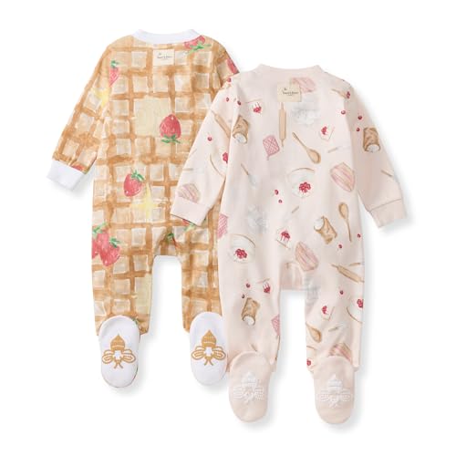 Image of Burt's Bees Baby unisex-baby Sleep & Play, Organic One-piece Romper-jumpsuit Pj, Zip Front Footed Pajama