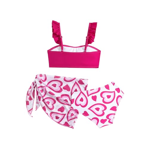 Maillot de bain fille 3 pièces imprimé avec short et bonnet pour été 3-10 ans
