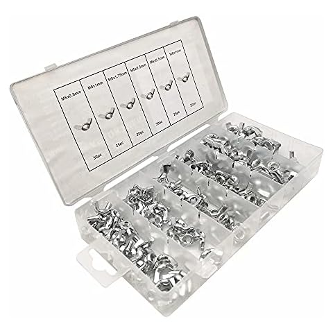 150pcs Wing Nuts Butterfly Hand Nuts M5 M6 M8 Zinc Plated Steel Butterfly Wing Screws Fastening Parts Assortment Kit with Box Cover