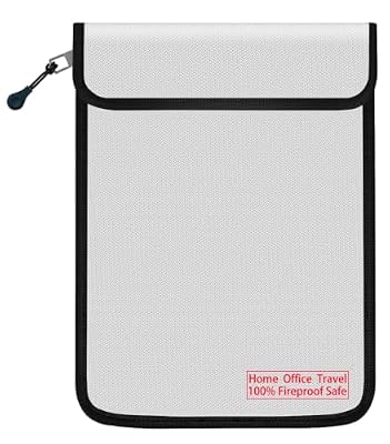 6.3"x9.84" Silver Lipo Safe Bag with Fireproof Zipper Fireproof Edge Wrapping Fireproof Wire,Home Office Travel Fireproof Safe Storage for Cash Valuables Jewelry Passport Power Bank Lipo Battery