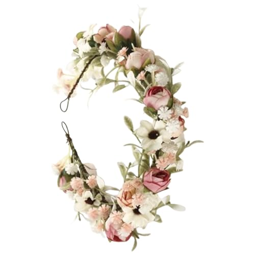 tocado de flores, diadema con corona de flores | Corona floral de boda,Decoración de fiestas festivas, guirnalda de corona de flores artificiales ajustable, accesorio para fotos para mujeres y niñas