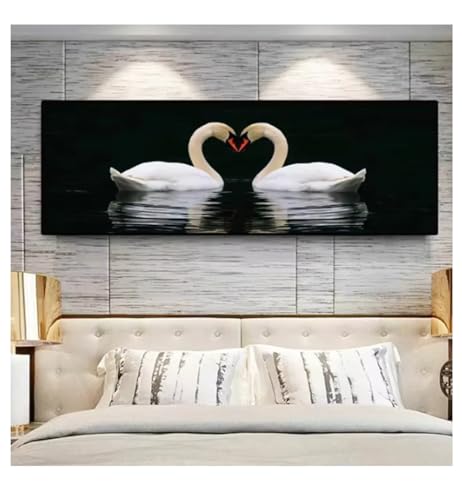 Toile cygne cœur 50x150cm peinture HD moderne sans cadre pour salon