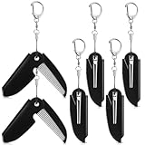 Nosiny 6 Pcs Folding Mustache Comb for Men Mini Pocket Keychain Comb Black Travel Beard Grooming for Moustaches Beards Hair Care Gift