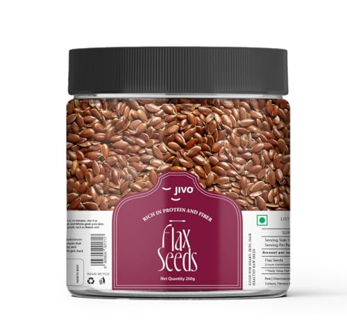 Image of Jivo Flax Seeds | Raw Alsi Seeds for Eating | High in Protein, Iron, & Dietary Fibre | Rich in Essential Nutrients | Ideal for Adding to Smoothies, Salads, Yogurt & Baking | Healthy Snack Option- 200g