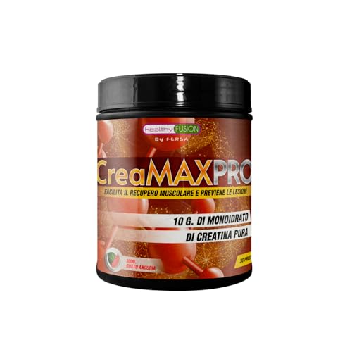 Healthy Fusion Creatina 100% | Creatina pura microfiltrata + Vitamina B6 | Migliora la resistenza fisica | Crescita muscolare | Migliora la concentrazione | Facile da digerire | Gusto Anguria 300g