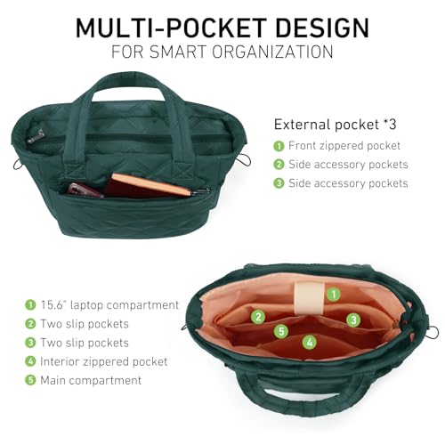 Bolso Tote Acolchado Ligero para Mujer con Cierre miniatura 5