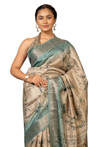 Image of MIRCHI FASHION Women Saree Floral Printed Silk Blend | Soft Traditional Drape for Wedding sari with Unstitched Blouse Piece