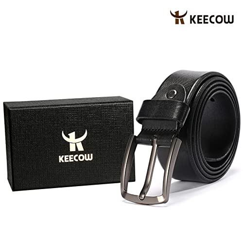 Image of KEECOW Men's 100% Italian Cow Leather Belt Men With Anti-Scratch Buckle,Packed in a Box
