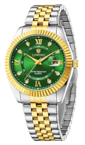 Image of Longbo Trident 83831 Analog Watch with Studded Dial Accents, Stainless Steel Bracelet, Luminous Hands & Date Display | Men | Office, Business, Formal & Gifting