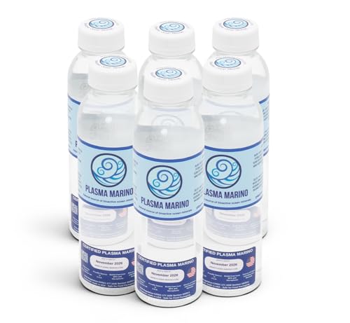 Plasma Marino Hypertonic Marine Liquid Mineral-Rich Alternative for Daily Hydration Electrolyte Water Bottles Natural Mineral Concentrate 16.09 oz Pack of 6