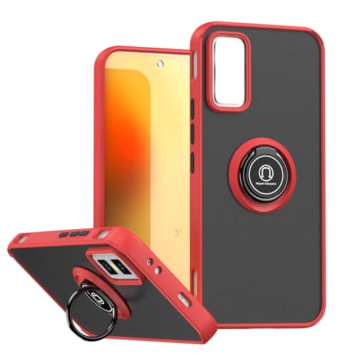 Rfvzubemok Compatible with Mobicel P11 Plus Built-in Bracket Car Magnetic Shockproof and Anti-Drop Phone Case Cover Red