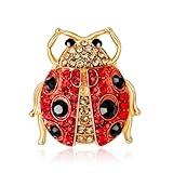 Red Ladybug Brooch Pin for Women Cute Rhinestone Insect Brooch Ladybug Insects Animals Hobby Jewelry Gifts (CZ Gold)