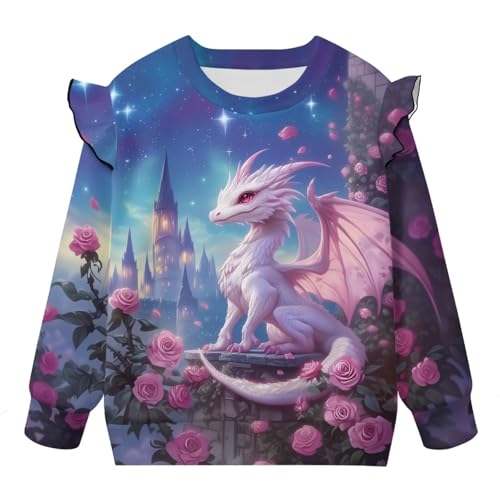 WELLFLYHOM Girl's Graphic Shirts Top 1-8T Long Sleeve Crewneck Sweatshirts Pullover Drop Shoulder Sweater Top4